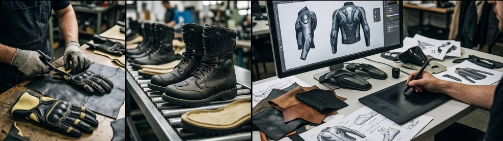 Inside the factory — leather cutting, boot assembly, CAD pattern work